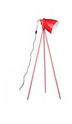 Red Metal Tripod Floor Lamp.